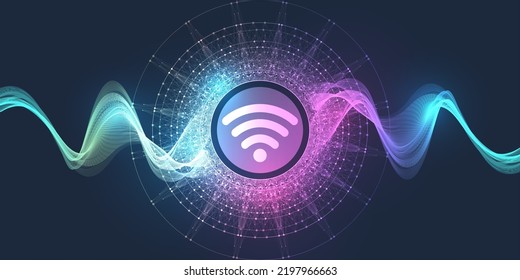 Wi-Fi wireless connection concept. Wireless Wi-Fi icon sign for remote internet access. Wi-Fi wireless network signal technology internet concept. High Internet speed. Vector illustration