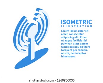 Wi-Fi, Wireless connection icon. Isometric template for web design in flat 3D style. Vector illustration.