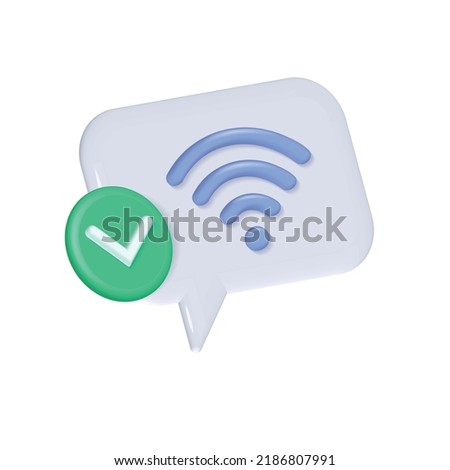 Wi-Fi Wireless connection Network Symbol isolated white background, 3d render illustration. Sharing network on internet hotspot access point for digital and online coverage broadcasting