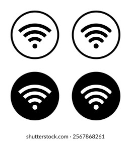 Wifi, wireless icon on black circle. Public wi-fi area sign symbol