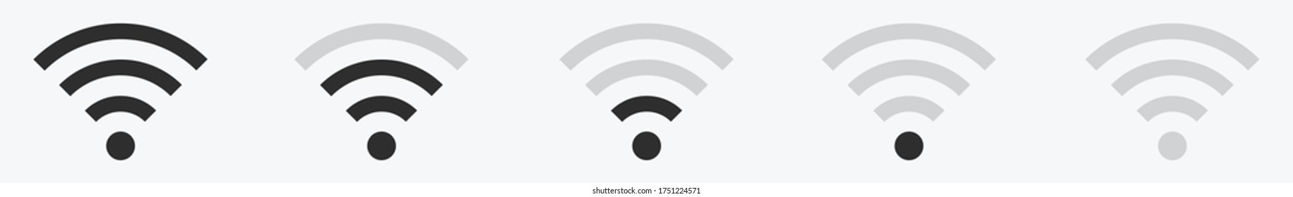 Wi-Fi Wireless Icon Set mit Punkt - Signalqualität der Sammlung - Wi-Fi-Intensität der Internetverbindung - Vektorgrafik EPS10