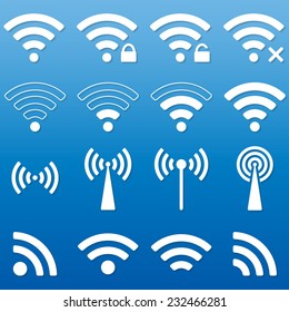 Wifi or wireless icon set for remote access. Vector illustration.