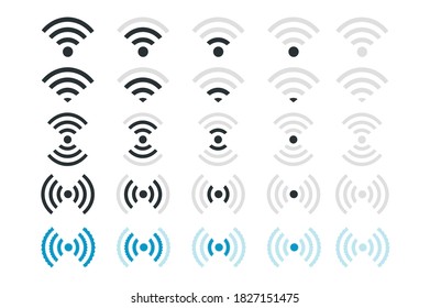 Wi-fi wireless icon with visualization signal quality. Internet Connection wi-fi signal.