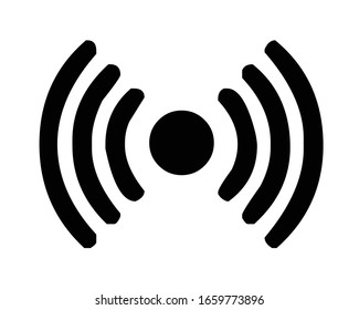 wifi, wi-fi, wireless internet (2 black rounded stripes, emitting signal in 2 directions) silhouette, symbol, outline, vector illustration, in black & white color, isolated on white background