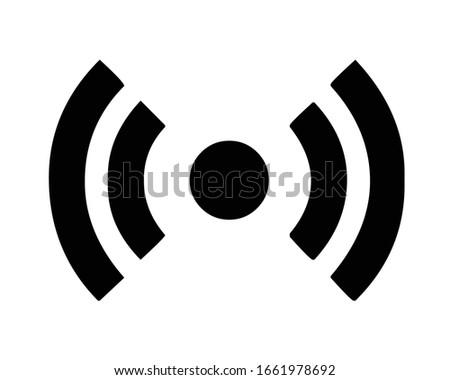 wifi, wi-fi, wireless internet (2 black stripes, emitting signal in 2 directions) silhouette, symbol, outline, vector illustration, in black & white color, isolated on white background