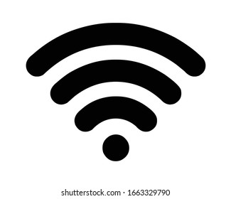wifi, wi-fi, wireless internet (3 black rounded stripes, oriented upward) silhouette, symbol, outline, vector illustration, in black & white color, isolated on white background