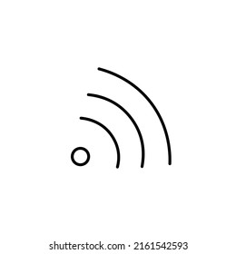 wifi, wi-fi, internet inalámbrico 3 rayas redondeadas negras, silueta ascendente orientada, símbolo, contorno, ilustración vectorial, en color blanco negro, aislado en el fondo blanco eps 10