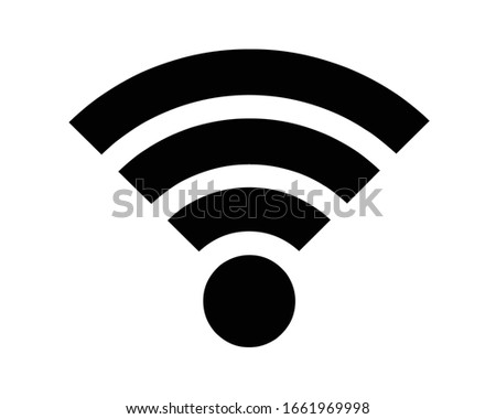 wifi, wi-fi, wireless internet (3 black stripes, oriented upward) silhouette, symbol, outline, vector illustration, in black & white color, isolated on white background