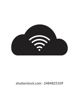 Wifi wireless internet cloud signal flat icon for apps. Vector