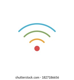 wifi, wi-fi, wireless internet color rounded stripes, oriented upward symbol. wifi signal level by color. Stock vector illustration isolated on white background.