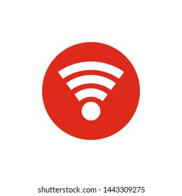 Wifi wireless internet icon or symbol. Wifi icon vector illustration on red circle.