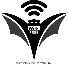 Wi-Fi wireless internet network connection icon black isolated with bat icon vector on white background