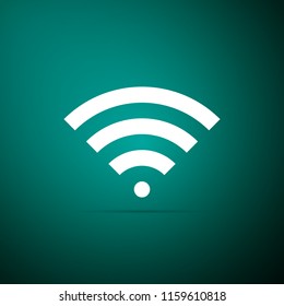 Wi-Fi wireless internet network symbol icon isolated on green background. Flat design. Vector Illustration