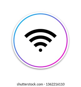 Wi-Fi wireless internet network symbol icon isolated on white background. Circle white button. Vector Illustration