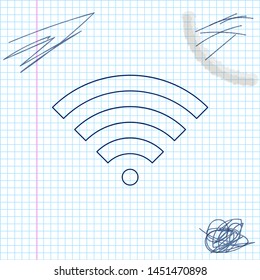 Wi-Fi wireless internet network symbol line sketch icon isolated on white background. Vector Illustration