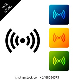 Wi-Fi wireless internet network symbol icon isolated on white background. Set icons colorful square buttons. Vector Illustration