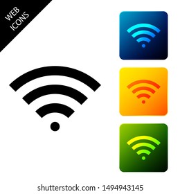 Wi-Fi wireless internet network symbol icon isolated. Set icons colorful square buttons. Vector Illustration