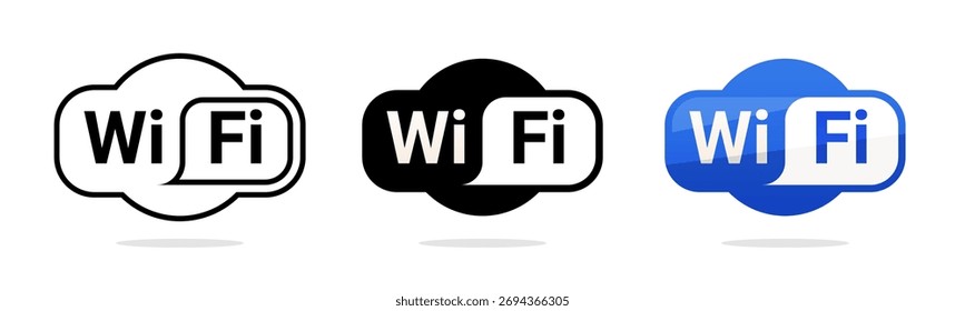 Conjunto de ícones de gradiente plano e preenchido de vetor de sinal de internet sem fio Wi-Fi