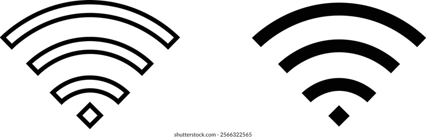 Wifi wireless internet signal flat and line icon set. Internet connection symbol. Communication black vector collection isolated on transparent background.