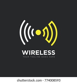 Wifi wireless internet signal logo, icon, symbol design template