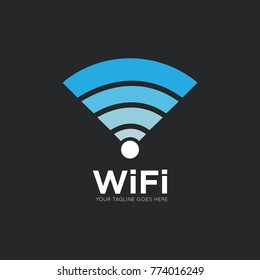 Wifi wireless internet signal logo, icon, symbol design template.