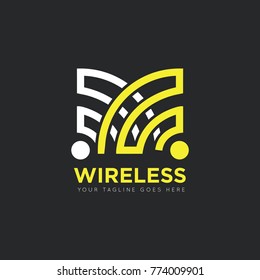 Wifi wireless internet signal. M letter logo, icon, symbol design template