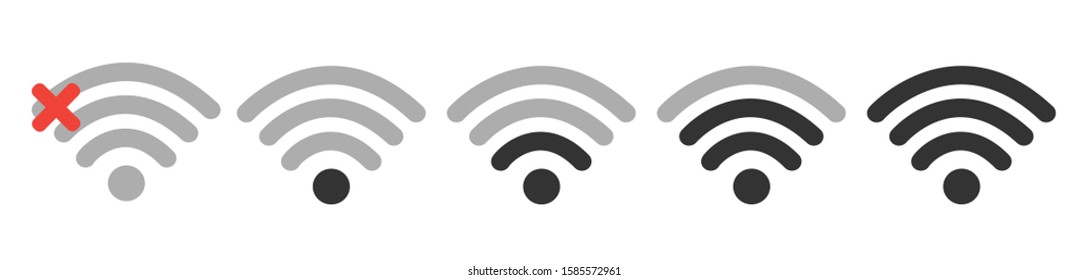 Wifi Wireless Lan Internet Signal Flat Icons For Apps Or Websites - Isolated On white Background