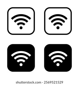 Wifi, wireless network icon on black square. Public wi-fi area sign symbol