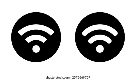 Wifi, wireless network icon on black circle