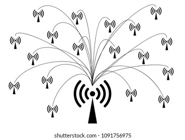 WiFi and Wireless network icons with isolated on white background