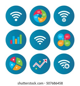 Wifi Wireless Network icons. Wi-fi zone locked.