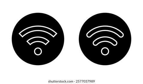 Wifi, wireless network outline icon on black circle