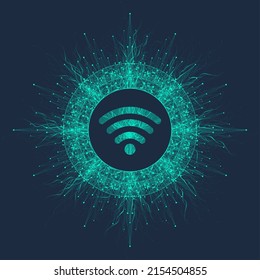 Wi-Fi wireless network signal technology internet concept. High Internet speed. Vector illustration.
