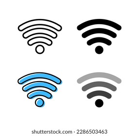 WiFi Wireless Network Symbol Styles Isolated Vector Icon Illustration