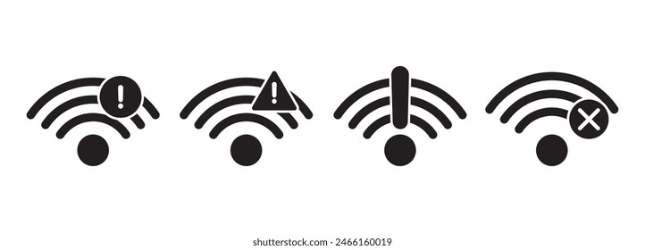 WIFI and wireless problem icon. Internet connection problem icons. WIFI signal wireless connection