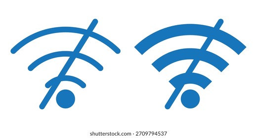 Ícone de problema de conexão sem fio e WiFi ou nenhum conjunto de ícones de conexão sem fio. sinal de wifi com um símbolo de proibição. representando nenhuma conexão com a internet. ícone de problema de conexão sem fio ou nenhum conjunto de ícones de conexão sem fio