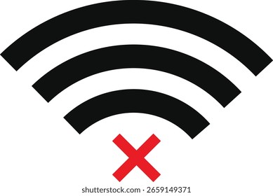 Wifi and wireless problem icons. Wifi signal icon with cross indicating no connection. Globe icon with no signal. Wifi and wireless problem icon 
