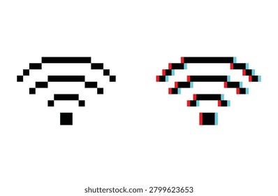 WiFi wireless signal 8 bit vector icon for computer game, logo