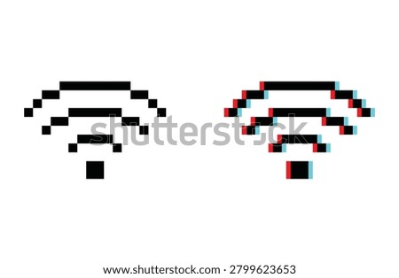 WiFi wireless signal 8 bit vector icon for computer game, logo