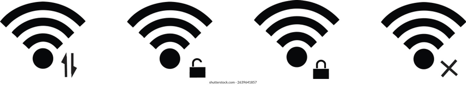 Wifi, wireless and signal connect. Vector isolated icon and signs. Internet connection cocept