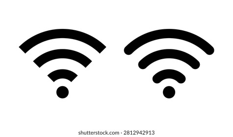 Wifi Wireless Signal Icon Set. Internet Connection, Network Hotspot, and Transmitter Symbols in Rounded and Sharp Styles