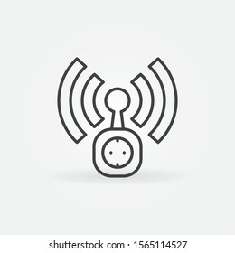 Wifi Wireless Smart Socket vector concept icon in thin line style