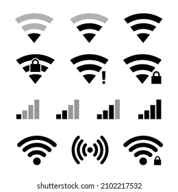 Wifi wireless vector icon logo internet connect symbol set 