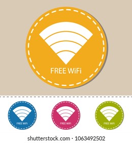 WiFi Wireless Wlan Internet Signal Flat Icon For Apps Or Websites - Colorful Vector Set