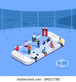 Wi-Fi zone at the airport.