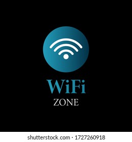 WLAN-Konzept Farbenfrohe Wireless und WiFi-Symbol. Kostenloser WLAN-Bereich. WiFi-Aufkleber.  Vector Illustration auf schwarzem Hintergrund