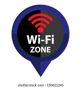 WI-FI Zone icon glossy black and blue border, isolated on white background