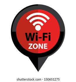 WI-FI Zone icon glossy red and black border, isolated on white background