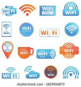 Wifi zone icons set. Cartoon set of wifi zone vector icons for web design