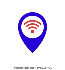 vector de icono plano de ubicación de zona wi-fi 
